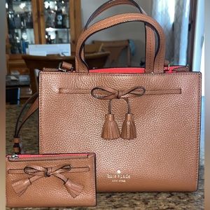 Brown Kate spade hand bag with matching wallet